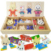 Lilybeauty Wooden Bunny Family Dress-Up Puzzle Box For Toddlers(72Pcs),Change Clothes Puzzle Games, Preschool Learning Activitie