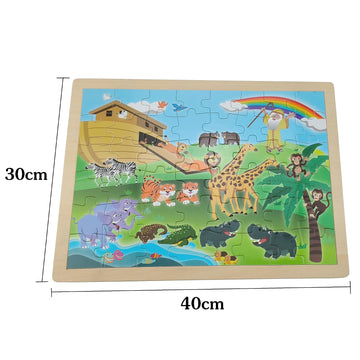 Wooden Jigsaw Puzzles Noah'S Ark 48Pcs Preschool Educational Learning Toys For Kids 3 Yrs Up, Preschool Gift For Boys And Girls
