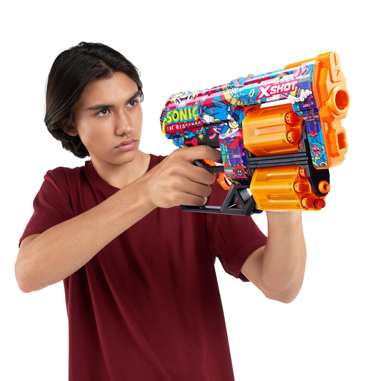 X-Shot Skins Dread Sonic Robotnik Blaster With 24 Darts - Malice Skin By Zuru, Double Rotating Barrels, Air Pocket Dart Technology, Toy Foam Blaster For Kids, Teens And Adults