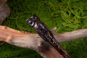 Handicraftviet Hand Carved Owl Wooden Magic Wand Wizard Wands 15' for mature-themed and Child Great Gift for Halloween Christmas and Birthday Party (Owl Wand)