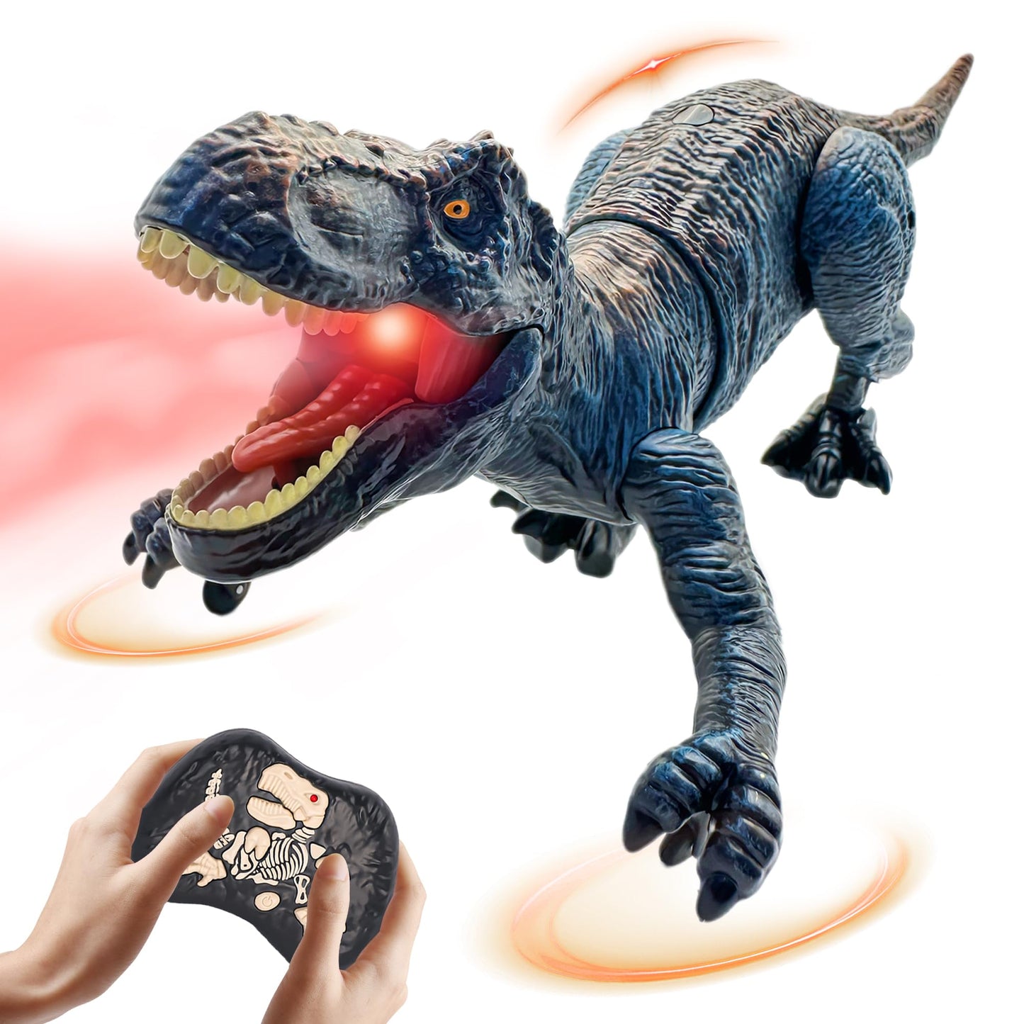Moskiddo Remote Control T Rex Dinosaur Toy for Kids, Blue, Ages 3-12, Ideal Christmas & Birthday Gift for Boys