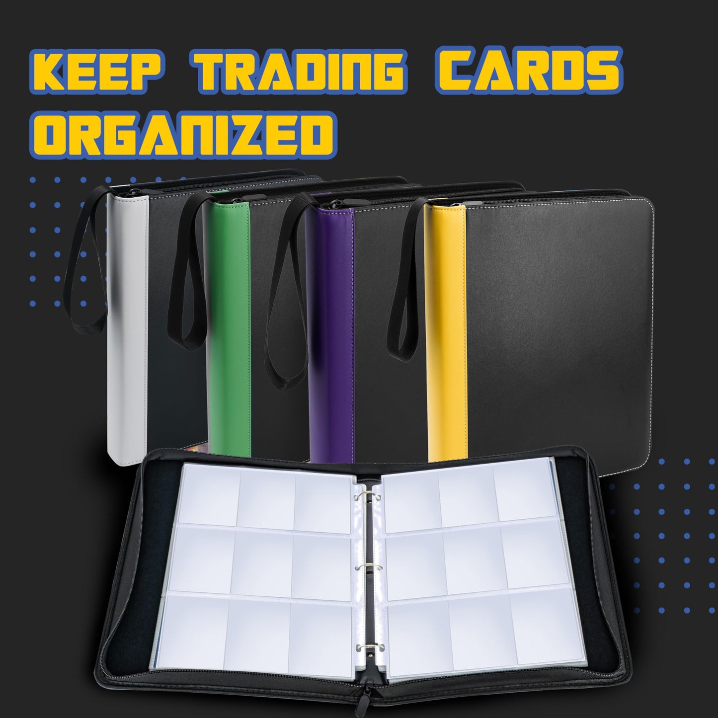 Clovercat 9 Pocket Waterproof Trading Card Binder, Trading Album Display Holder, Expandable, 720 Double Sided Pocket Album, Comp