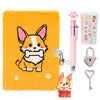 Prinbarbee Corgi Diary With Lock,Fluffy Dog Diary For 6 7 8 Year Old Girl,Kids Journal Notebook Gift Set With Multicolored Pen,P