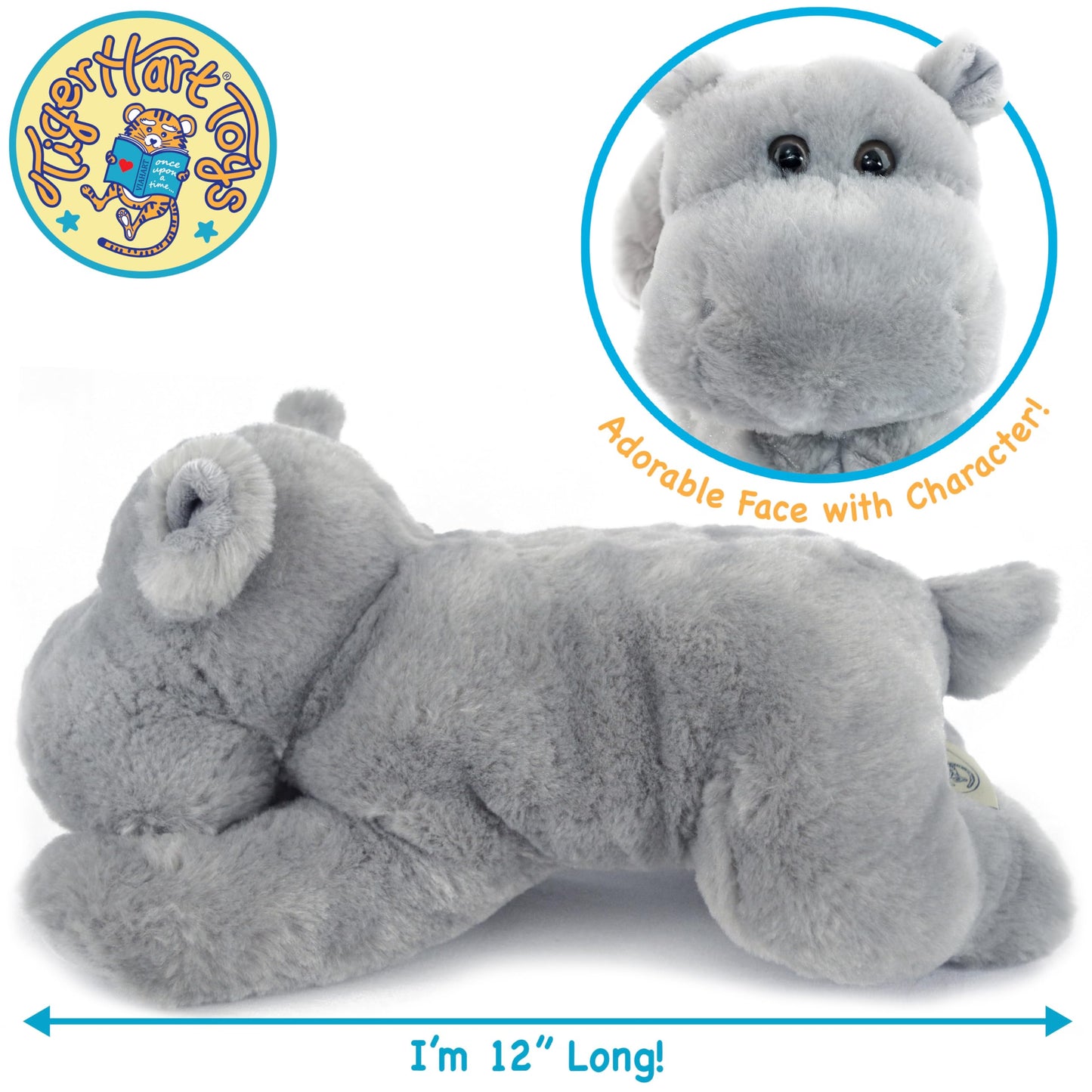 Tigerhart Huck The Hippo - 12 Inch Stuffed Animal Plush