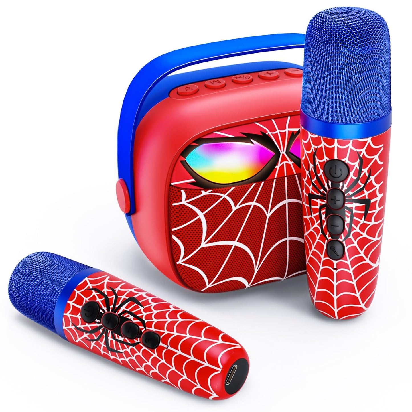 Mini Karaoke Machine for Kids Ages 3-12: Portable Bluetooth Speaker with 2 Wireless Microphone, LED Light Show for Kids 3 4 5 6