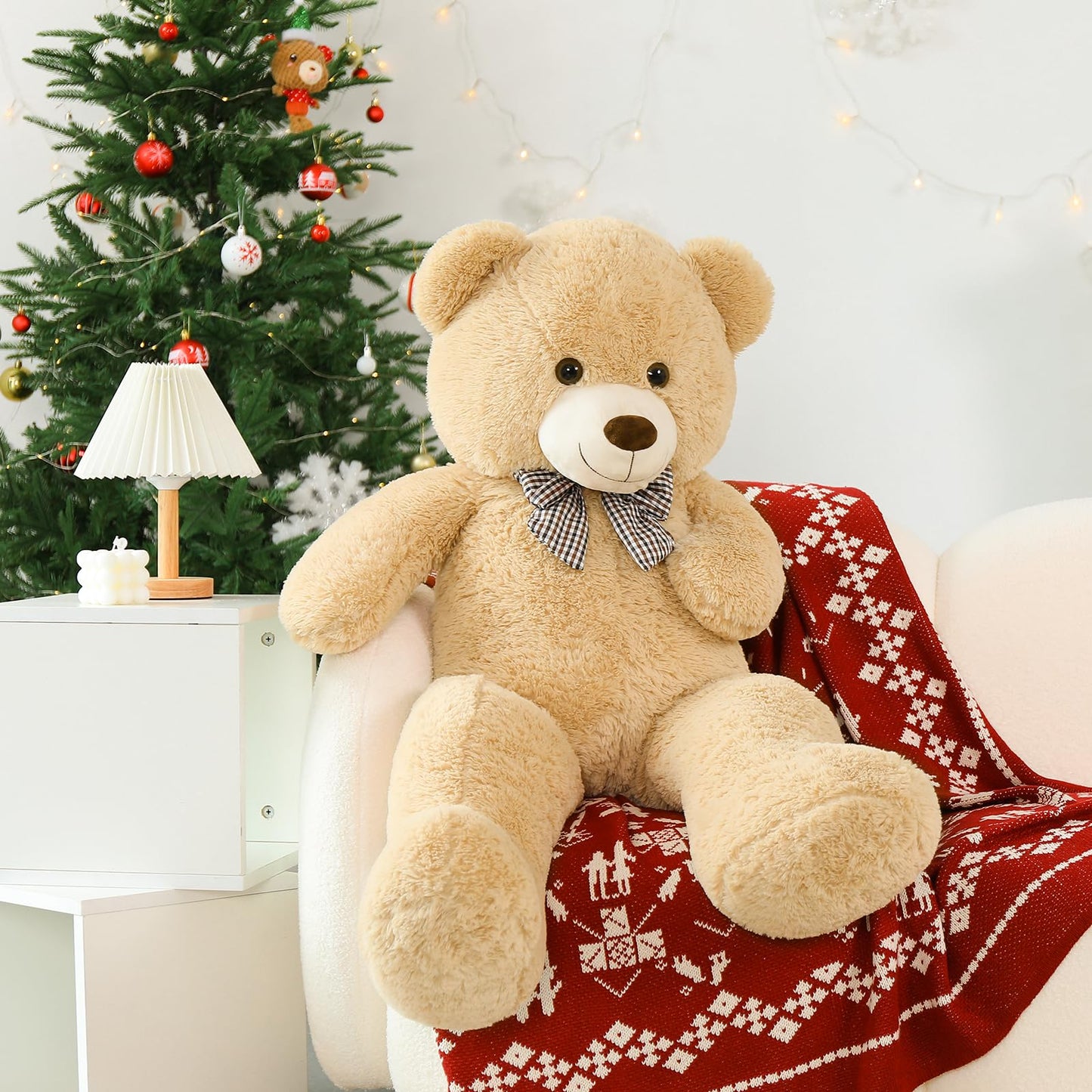 Morismos Giant Teddy Bear Stuffed Animal 4Ft, Big Teddy Bear Plush For Kids, Large Brown Bear For Girlfriend, 47In
