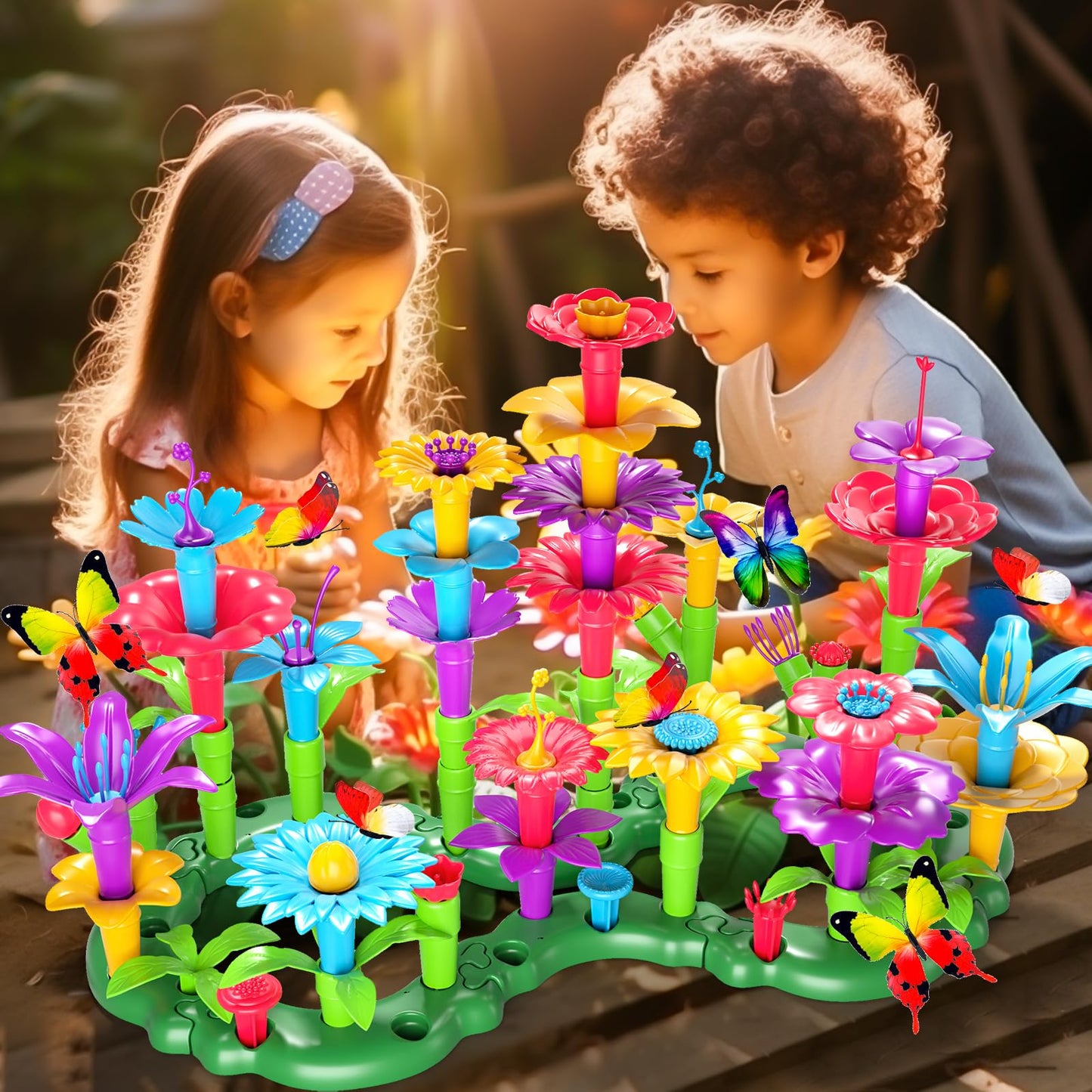102Pcs Flower Garden Building Toys For Girls 3 4 5 6 7 Year Old, Upgrade Diy Building Stacking Toys, Stem Preschool Educational Toddler Toys Brain Development Kindergarten Kids Toy