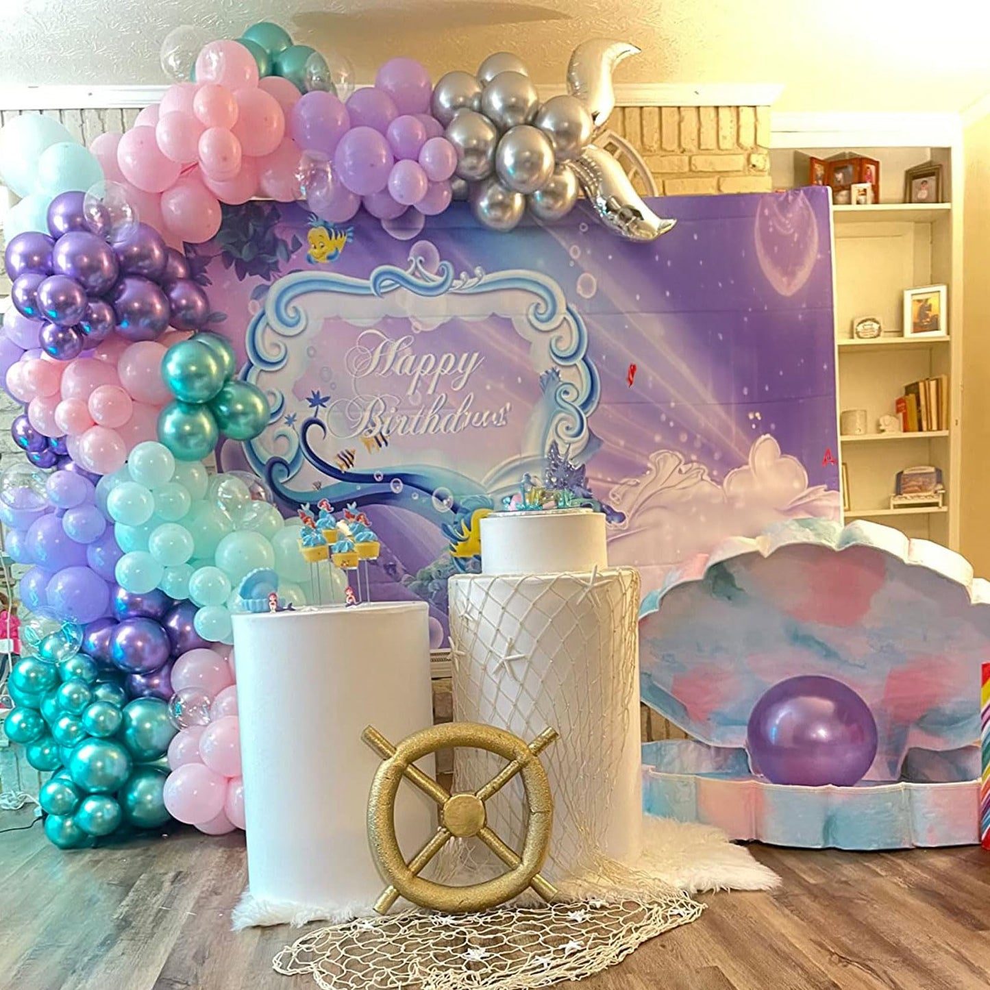 Mermaid Balloon, 60 Packs 12 Inch Mermaid Theme Birthday Party Decorations With Metallic Pink Purple And Blue Balloons Fo Girls