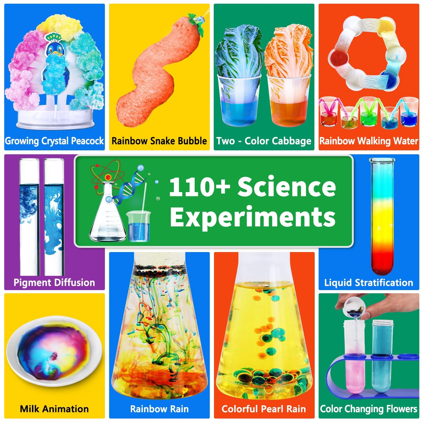 Jopsheen 110+ Science Experiments Kits For Kids, Science Projects Stem Activies Toys Gifts For Boys & Girls, Volcano Eruption, C