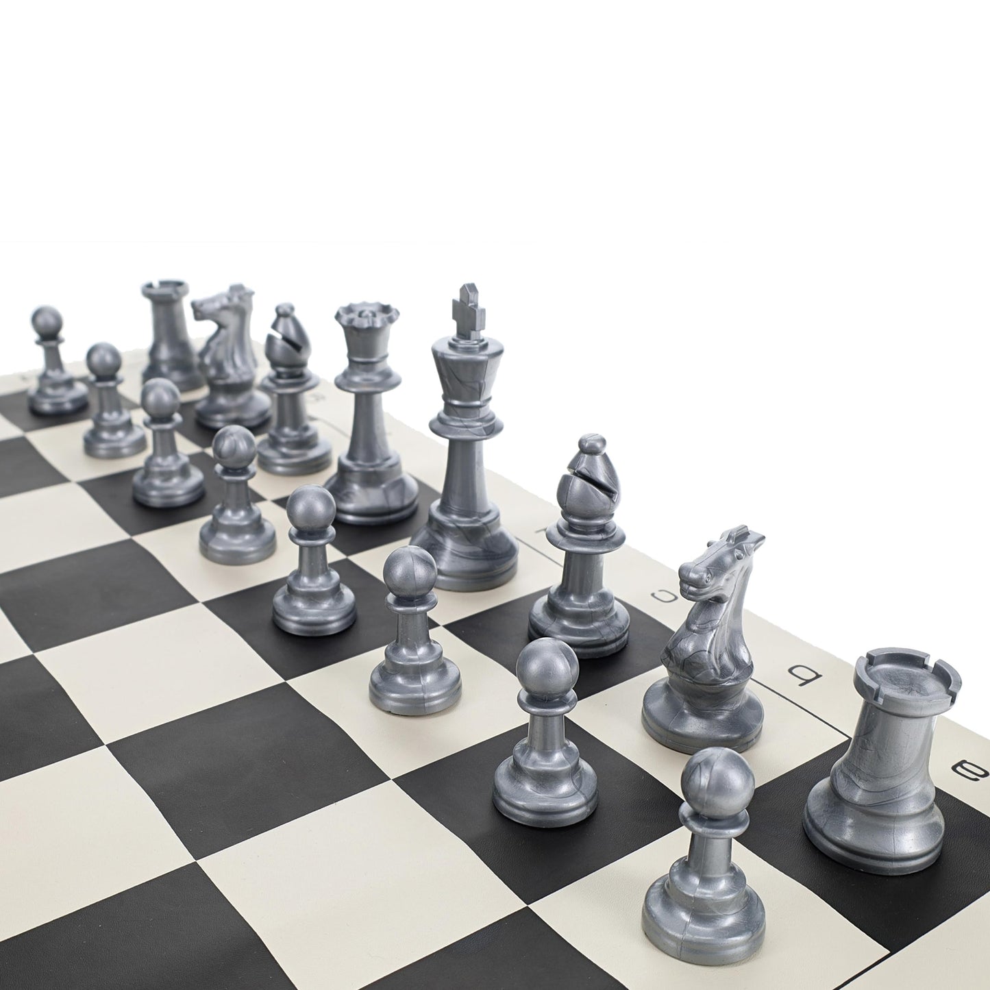 We Games Color Bright Plastic Staunton Tournament Chess Pieces With 3.75 In. King - Half Chess Set Of Chess Pieces Only, Silver