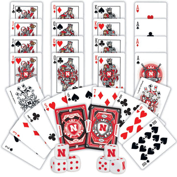 Masterpieces Officially Licensed NCAA Nebraska Cornhuskers 2-Pack Playing Cards & Dice Set for mature-themeds