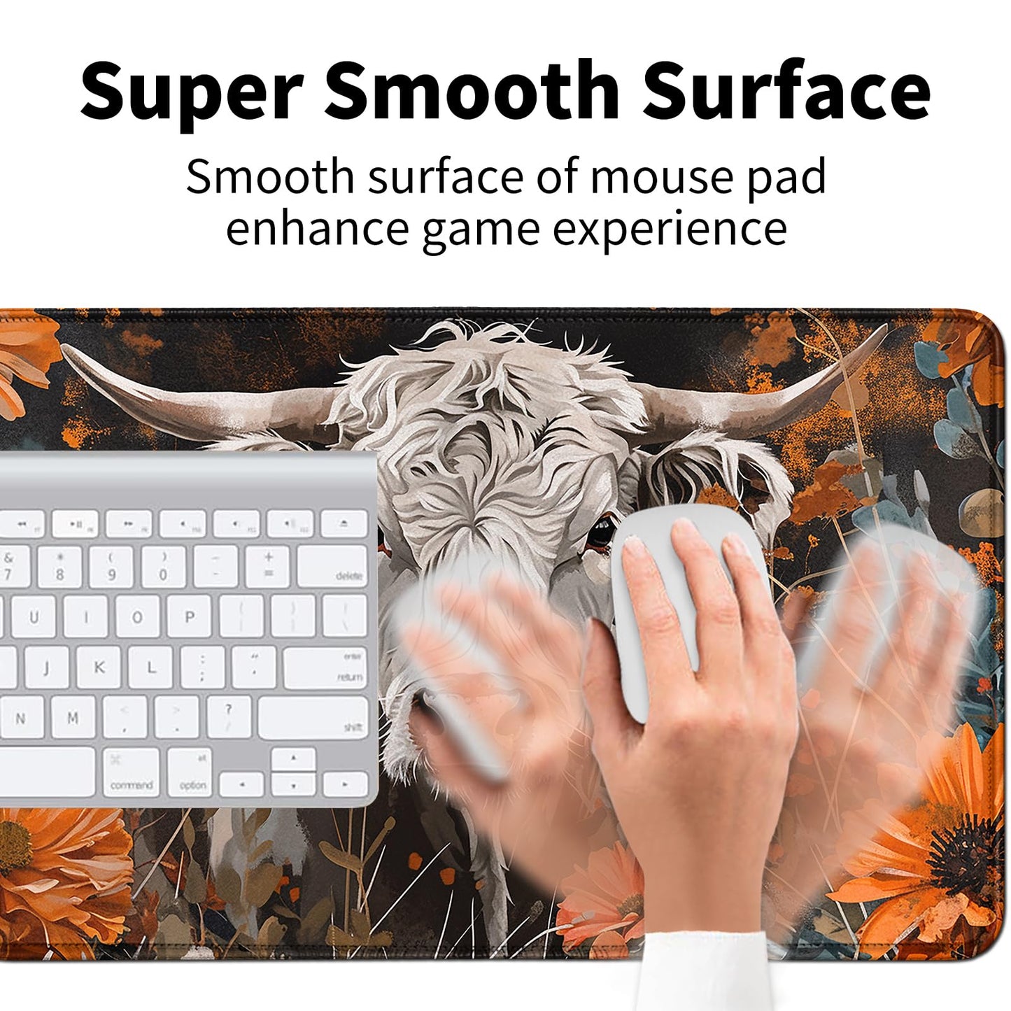 Cow And Flower For Mtg & Tcg Playmat Mouse Pad,Bfdhgqzc 24'' X 14'' Game Mat For Mtg/Rpg/Ccg Trading Card Game Playmats Table Ma