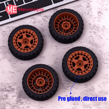 Mesimsple Pre Glued Plastic Wheel and Rubber Tire ARA550114 for 1/18 Typhon Grom Series Upgrade Parts Brown