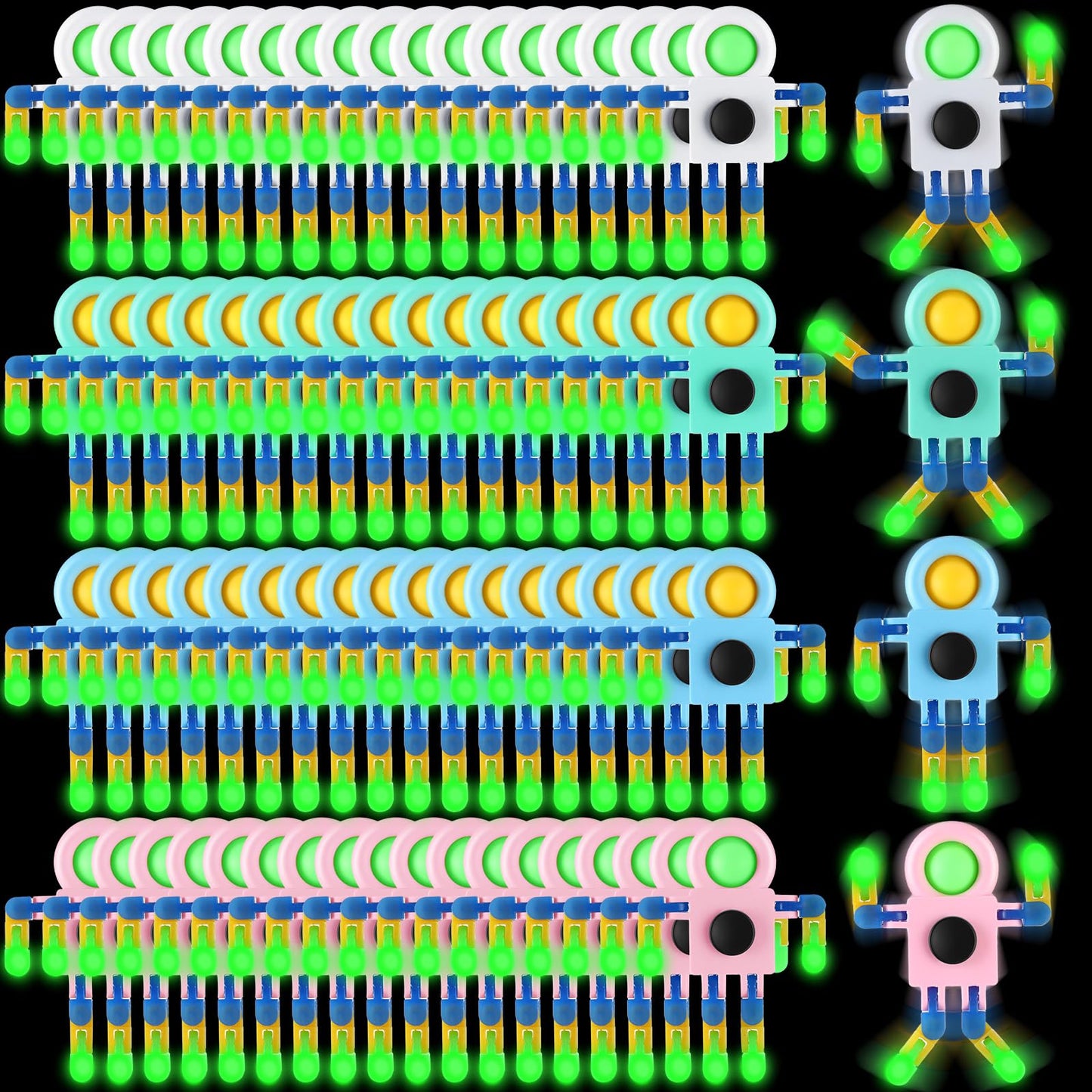 Shappy 72 Pcs Fidget Sensory Spinner Toys Transformable Chain Robot Fingertip Toy Sensory For Anxiety, Stress Relief Adhd Autism