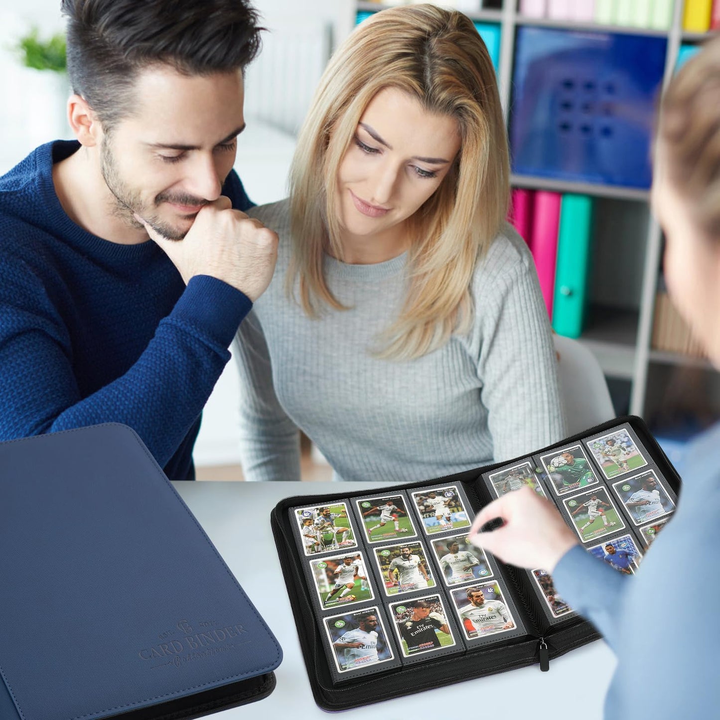 9 Pockets Card Binder enhanced Zip Trading Card Binder 540 Double Sided Pocket PU Collection Binder Collector Album Card Folder for MTG TCG Business Cards.(Blue)