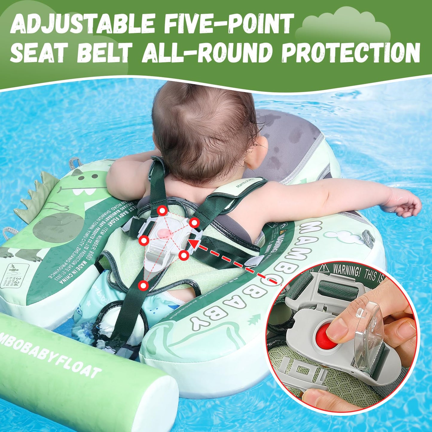 GENTEACO Mambobaby Baby Pool Float with Removable Canopy 3-24 Months Baby Float Soft Waterproof Infant Swim Float Add Tail Avoid