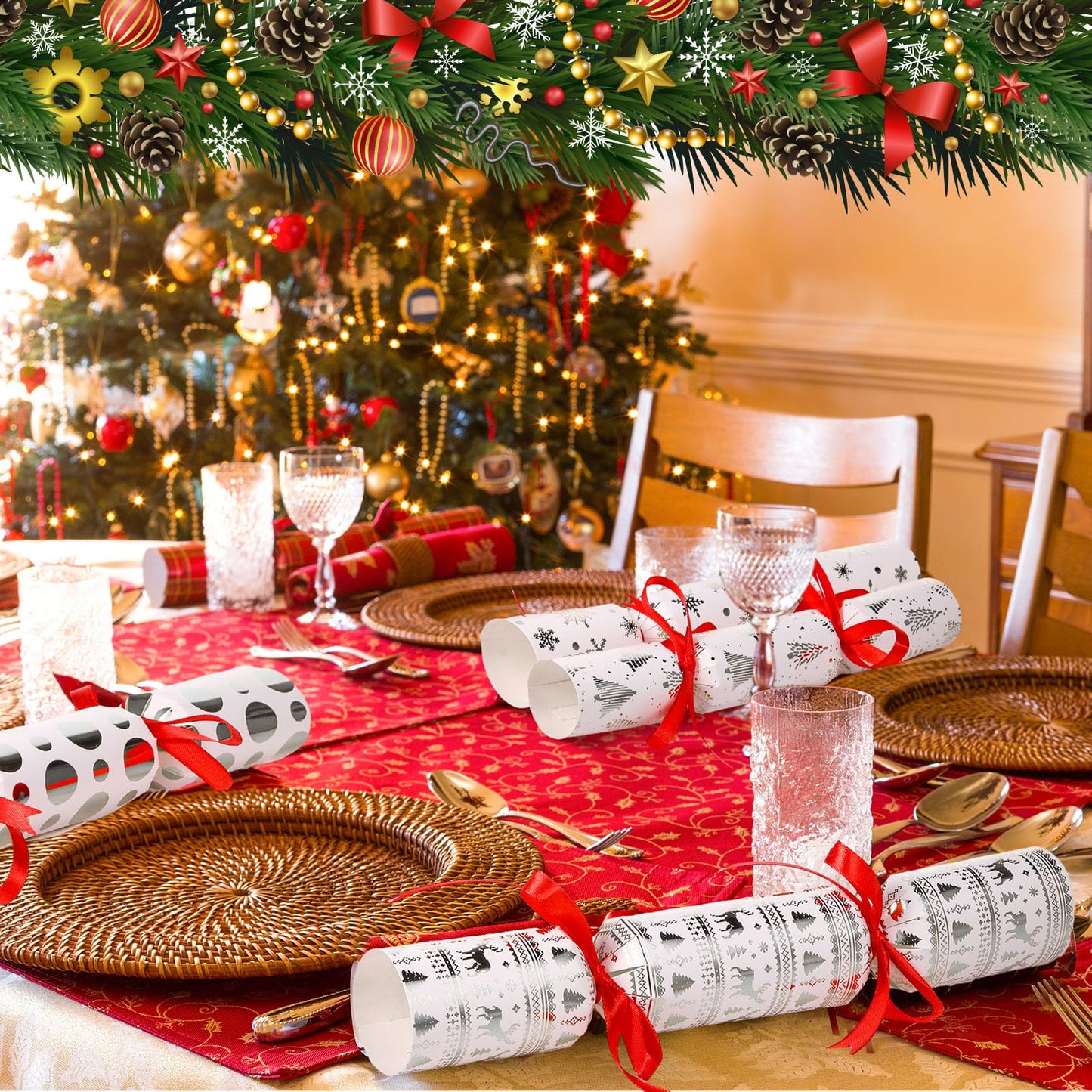 TaoBary 24 Packs Christmas Crackers DIY Christmas No Snap Party Table Favors Christmas Holiday Table Favors Xmas Crackers DIY Ch