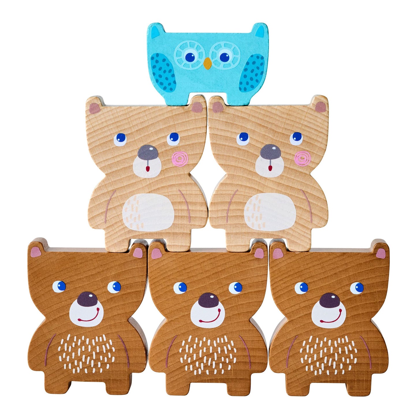 HABA Forest Friends Wooden Stacking Toy, 9 Pieces, Medium Size, Made in Germany