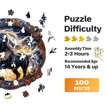 Jigfoxy Wooden Puzzles for mature-themeds Horse Wood Puzzles mature-themed Unique Animal Shape Wooden Jigsaw Puzzles for mature-themeds Birthday Gifts for Puzzle Lovers Family(S-8.5 * 8.5in-100pcs)