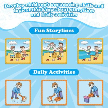 Kasfalci Sequencing Cards,Sequence Board Game For Kids,Speech Therapy Materials Toys For Autism,Story Storytelling,Social Skills