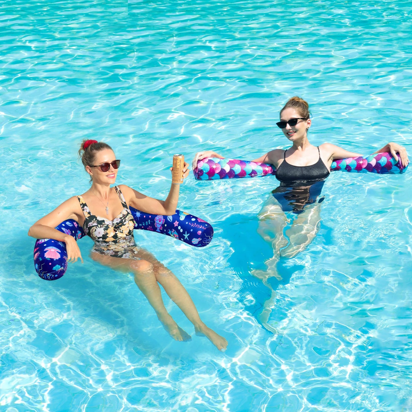 Inflatable Swimming Noodles Set - 2 Pack Pool Noodle Curved Swimming Pool Floats, Pool Noodles Floats for Adults, for Summer Bea