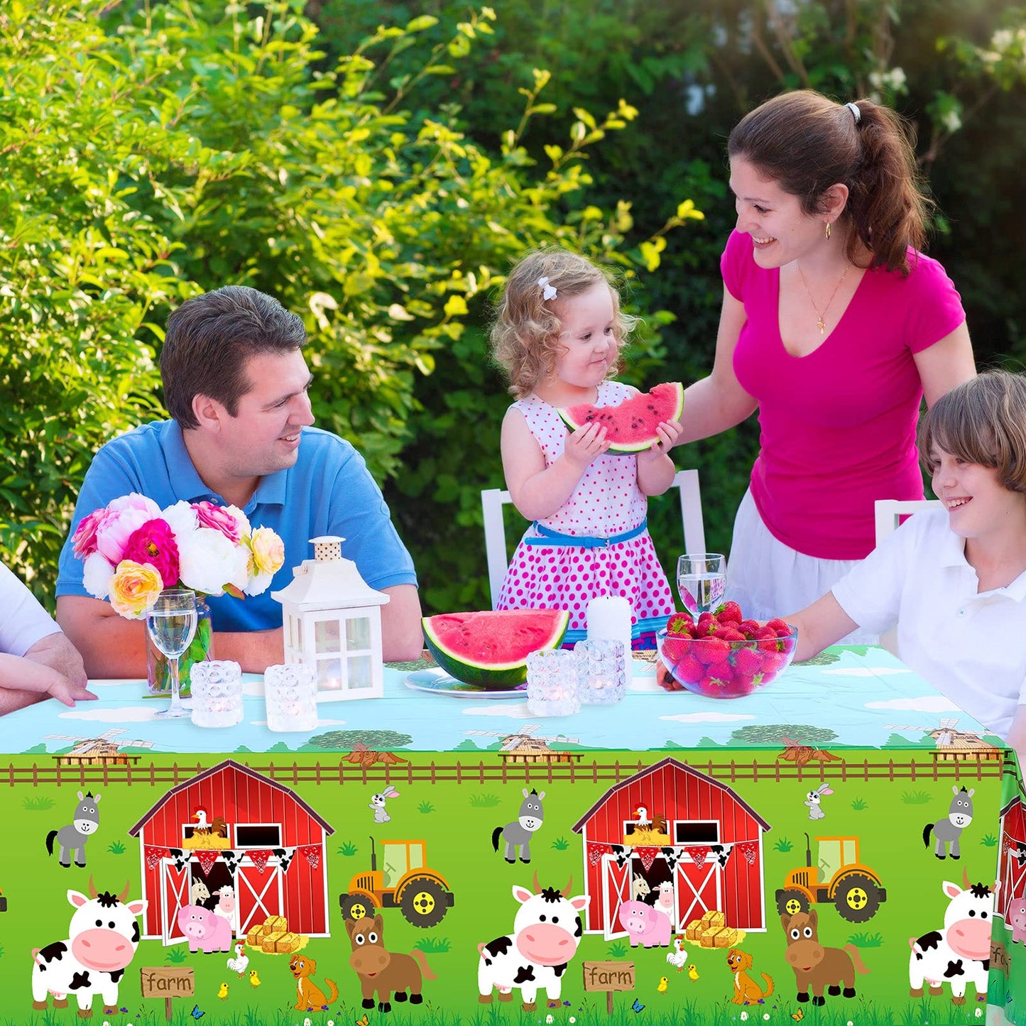 Kasyat Farm Animals Party Tablecloth Farmhouse Disposable Plastic Table Cover Barnyard Farm Animal Theme Party Decorations for B
