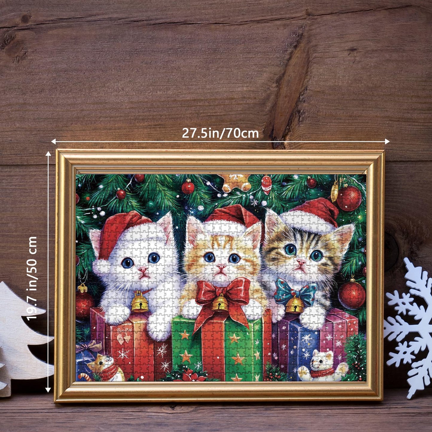 Buhah Christmas Funny Cat Puzzles For Adults 1000 Pieces Winter Holiday Animal Jigsaw Puzzles Xmas Impossible Puzzle Challenging