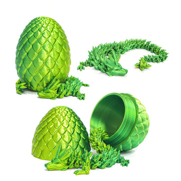 Flavery Dragon Egg - 3D Printed Egg With Flexible Pearly Sheen Dragon Inside, 3D Printed Surprise Gift, Articulated Dragon Egg F