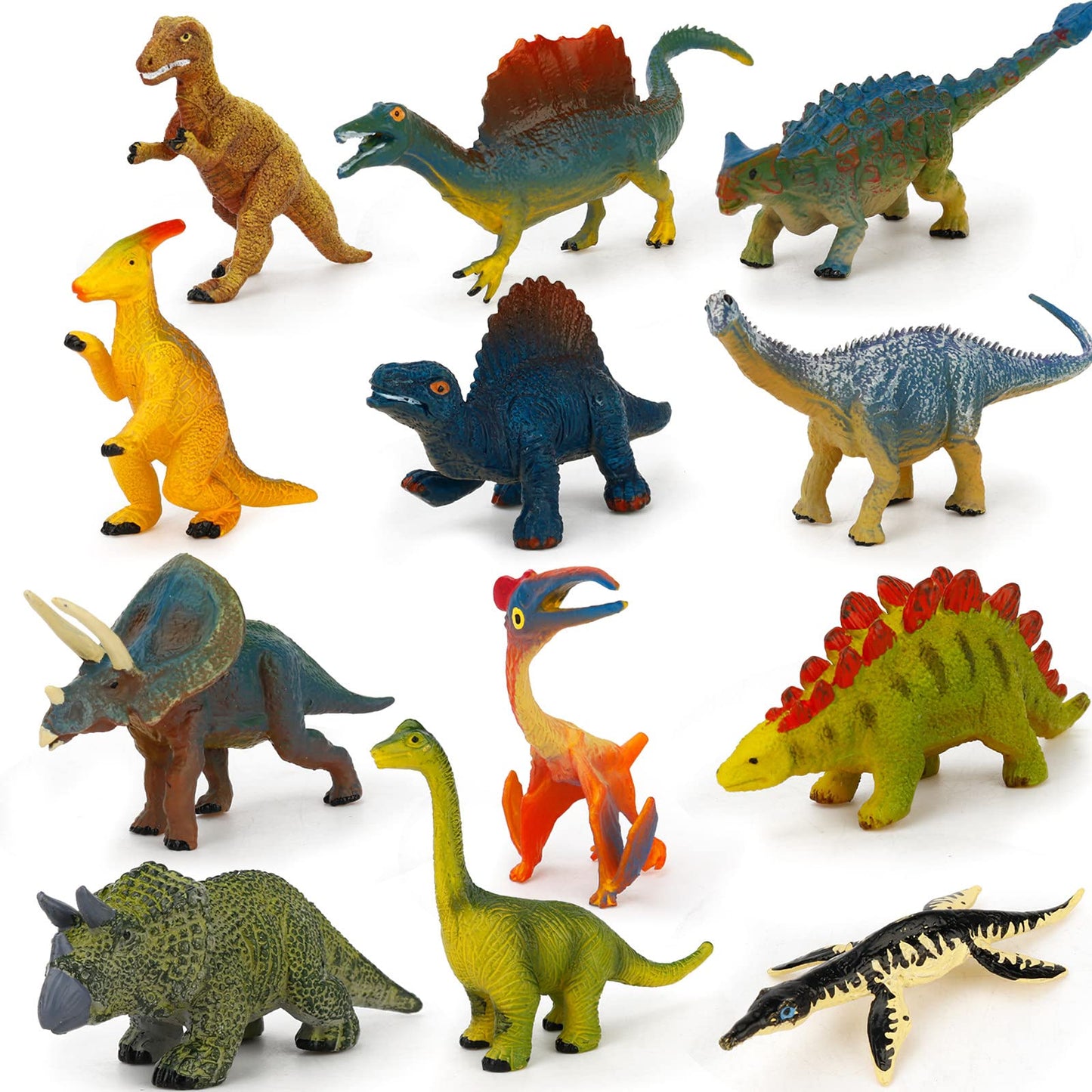 Mikneke Small Dinosaur Figurines Learning & Education Toys, Plastic Realistic Dinosaur Animal Figures Games Toys, Preschool Lear
