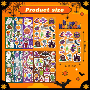 16 Sheets Halloween Stickers For Kids Halloween Theme Stickers Non-Repeating,Halloween Goodie Bag Fillers Halloween Party Favors