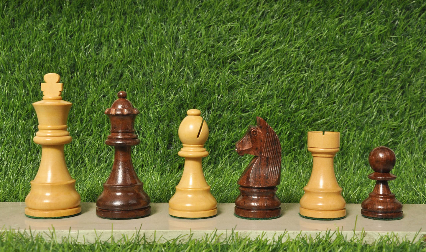 Palm Royal Handicrafts 3.75 Inches Wooden Chess Pieces Only 32 Chessmen And 2 Extra Queens Made Of Boxwood And Rosewood For Tour