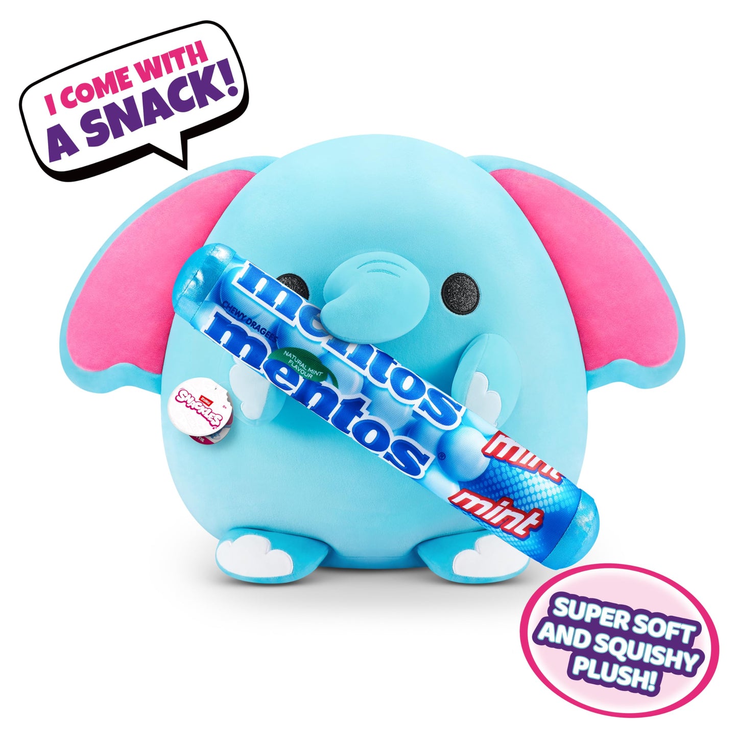 Snackles (Mentos) Elephant Super Sized 14 Inch Plush By Zuru, Ultra Soft Plush, Collectible Plush With Real Licensed Brands, Stu