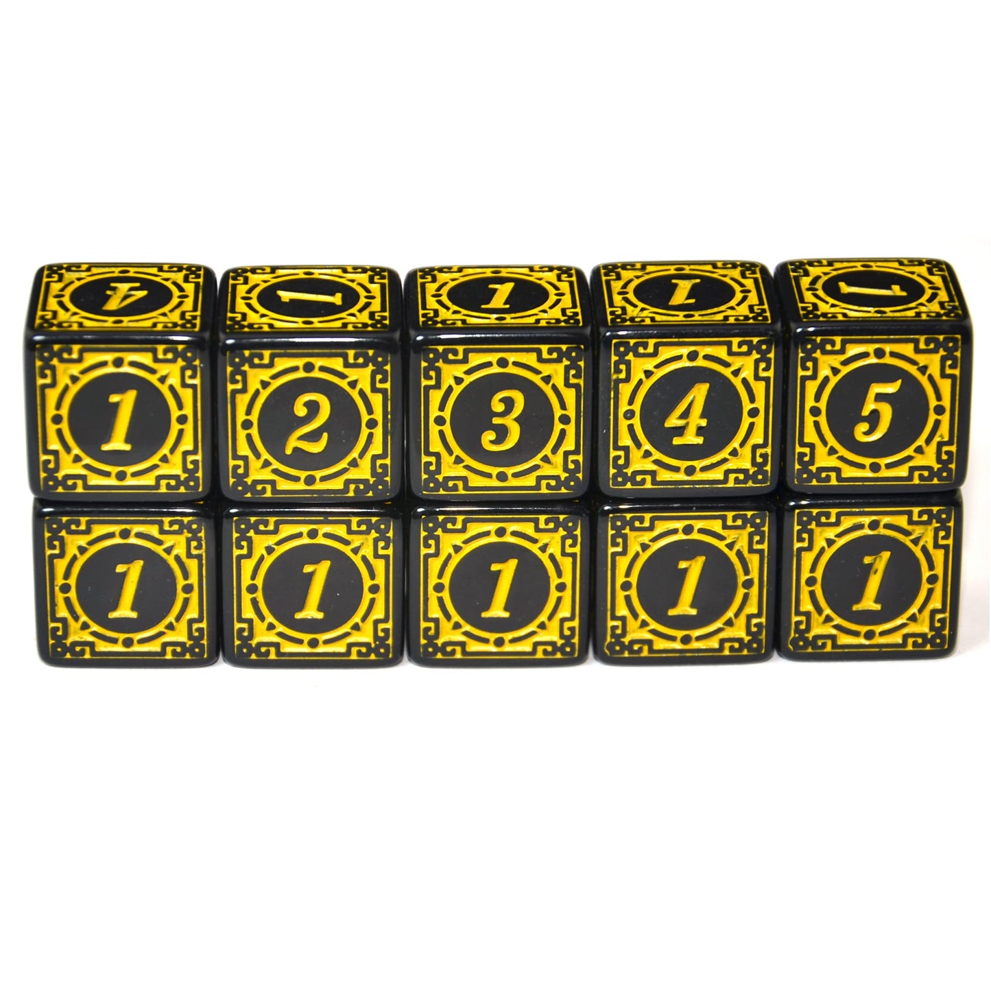 SmartDealsPro 10-Pack D6 Six Sides 16mm Dice Die for DND MTG PRG Wow Table Game Math Teaching (Yellow Letter)