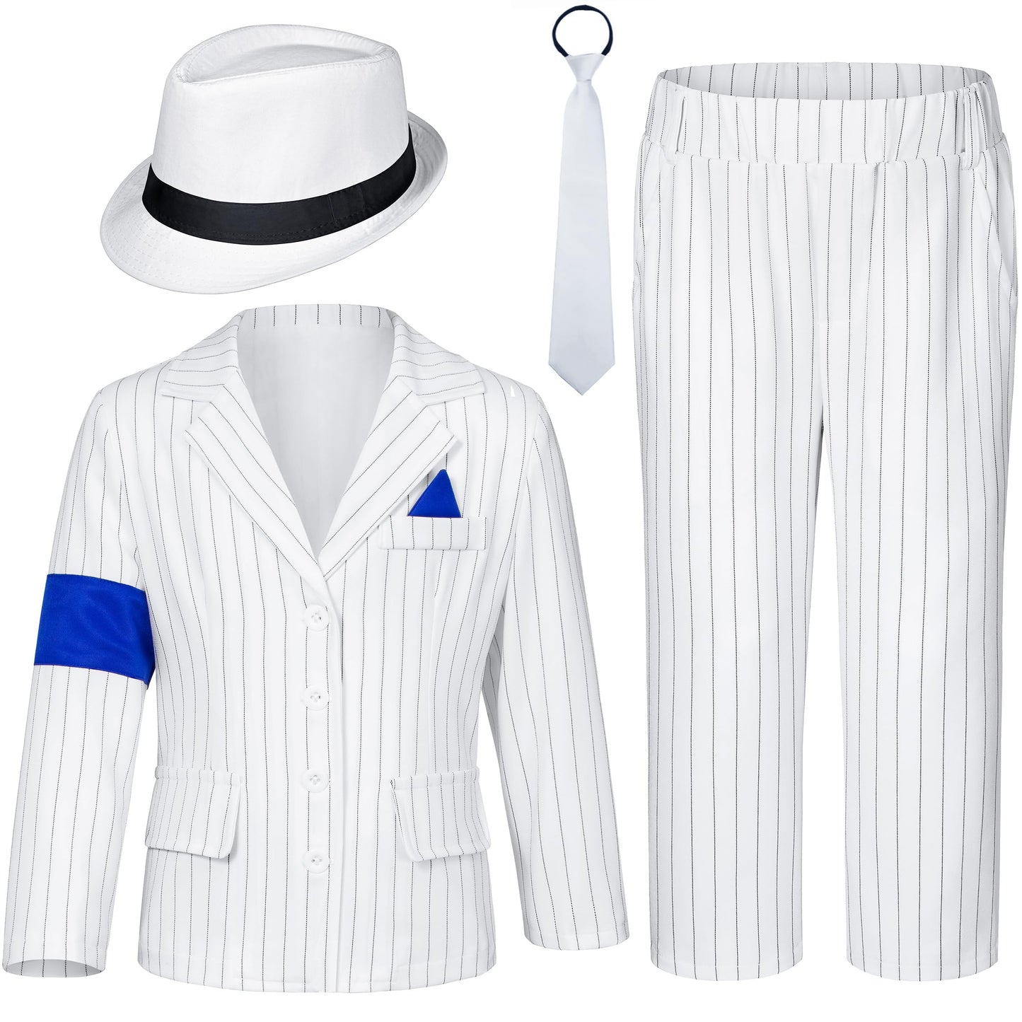 KAIPUTE Dance Star Costume for Boys, 80s-90s Stage Outfit, White, Size 10-11 Years, Perfect for Role Play, Halloween, and Cosplay Parties