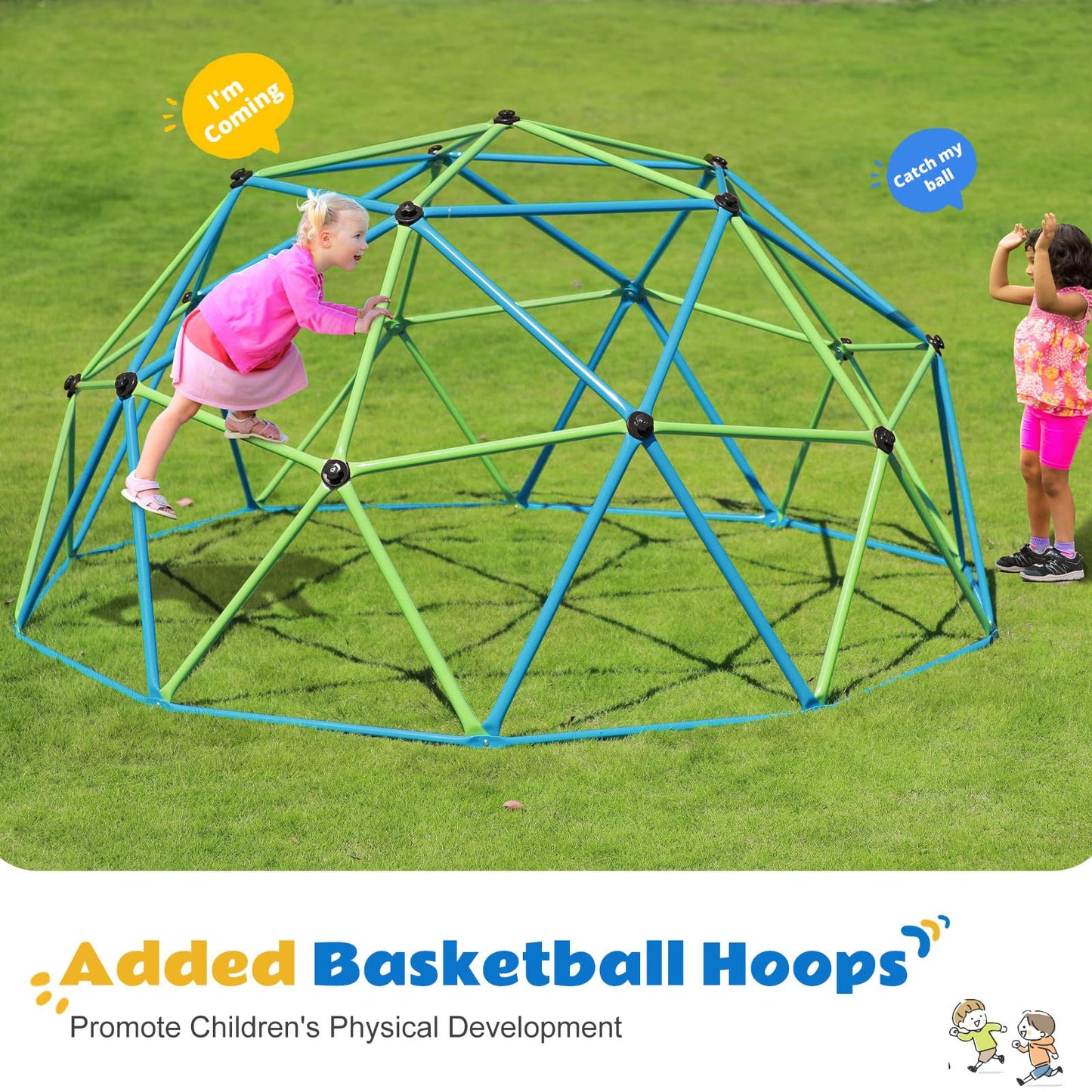 Zupapa Climbing Dome With Hammock, Supports Up To 1000Lbs Jungle Gym, 10Ft Dome Climber With Hammock For Kids 3 To 10 Outdoor Pl