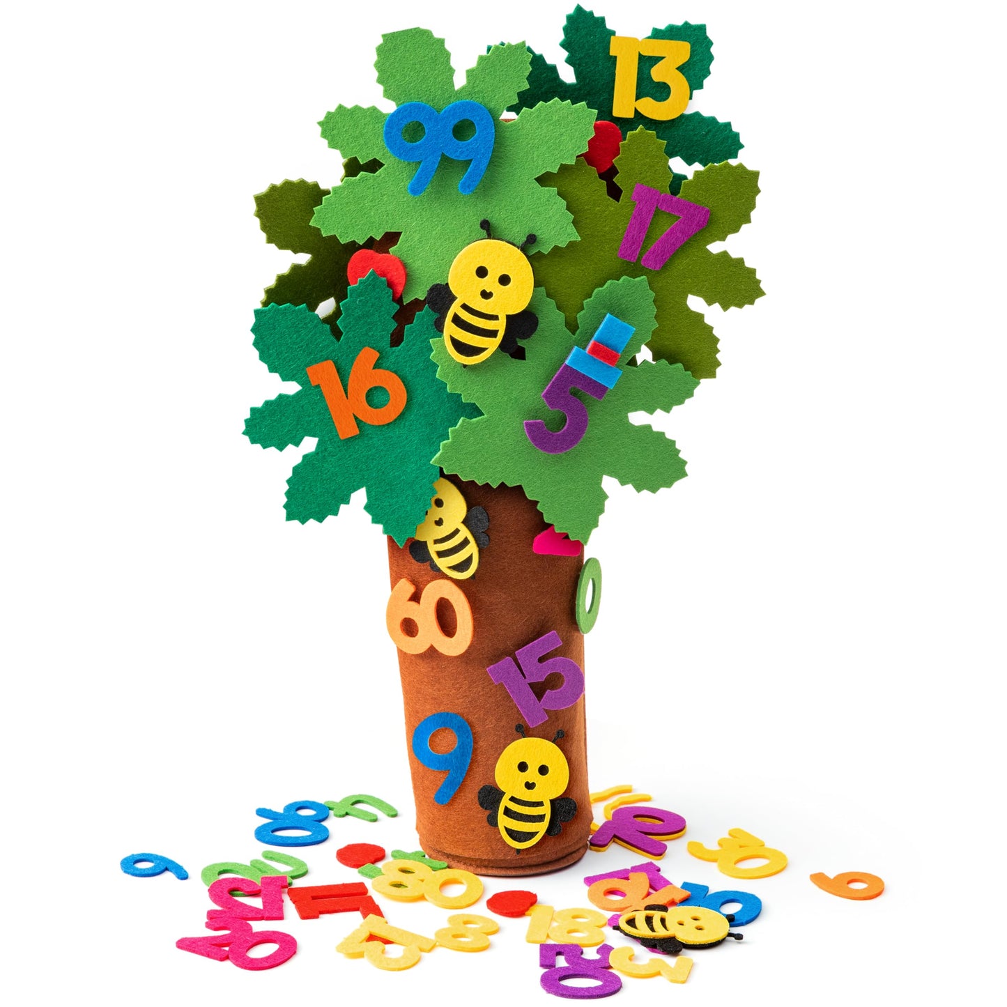 Osnie Felt Numbers Tree Props - Early Education Freestanding Apple Tree Bees Game Fun Maths Learning Constructive Flannel Teaching Hands-On Skills Toys Set For Toddlers Kids Children Learning Gifts