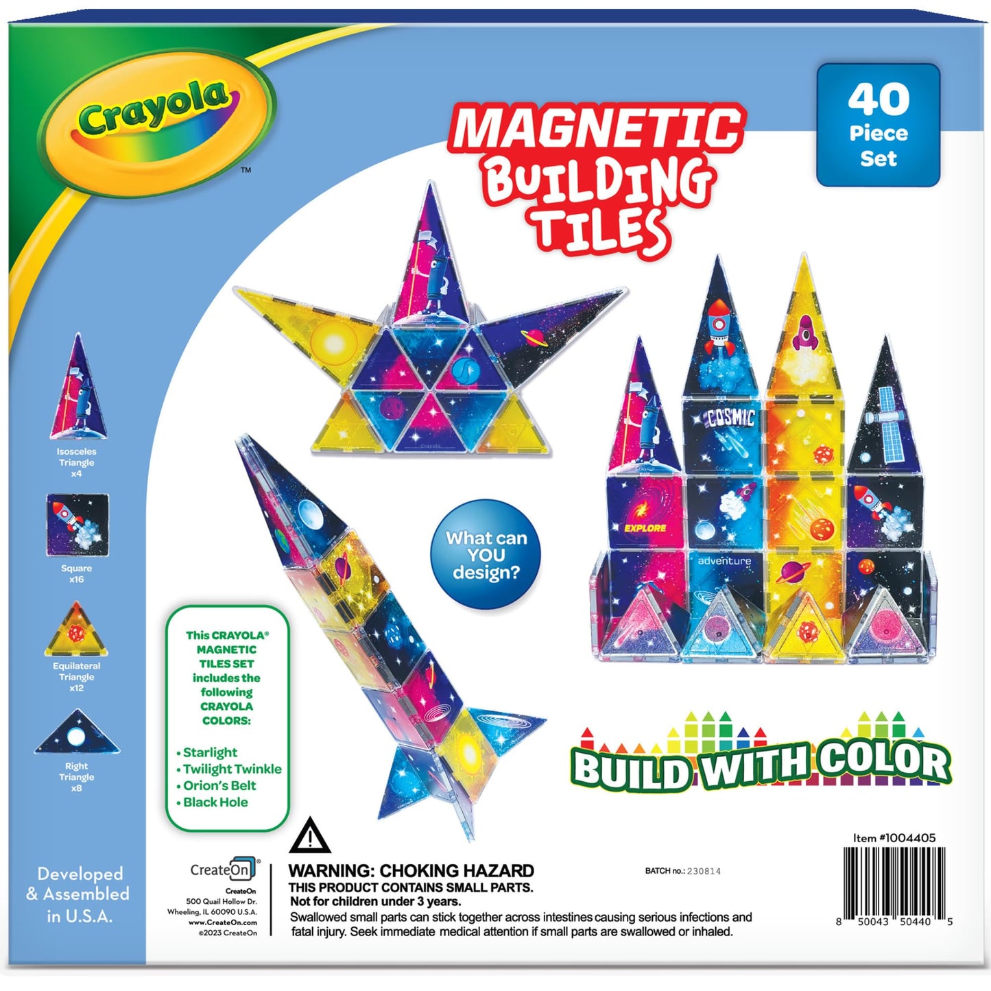 Createon Crayola Cosmic Magnetic Tiles, Building Set For Kids, Magnetic Building Toys For Kids, Stem Learning Toys For Boys And