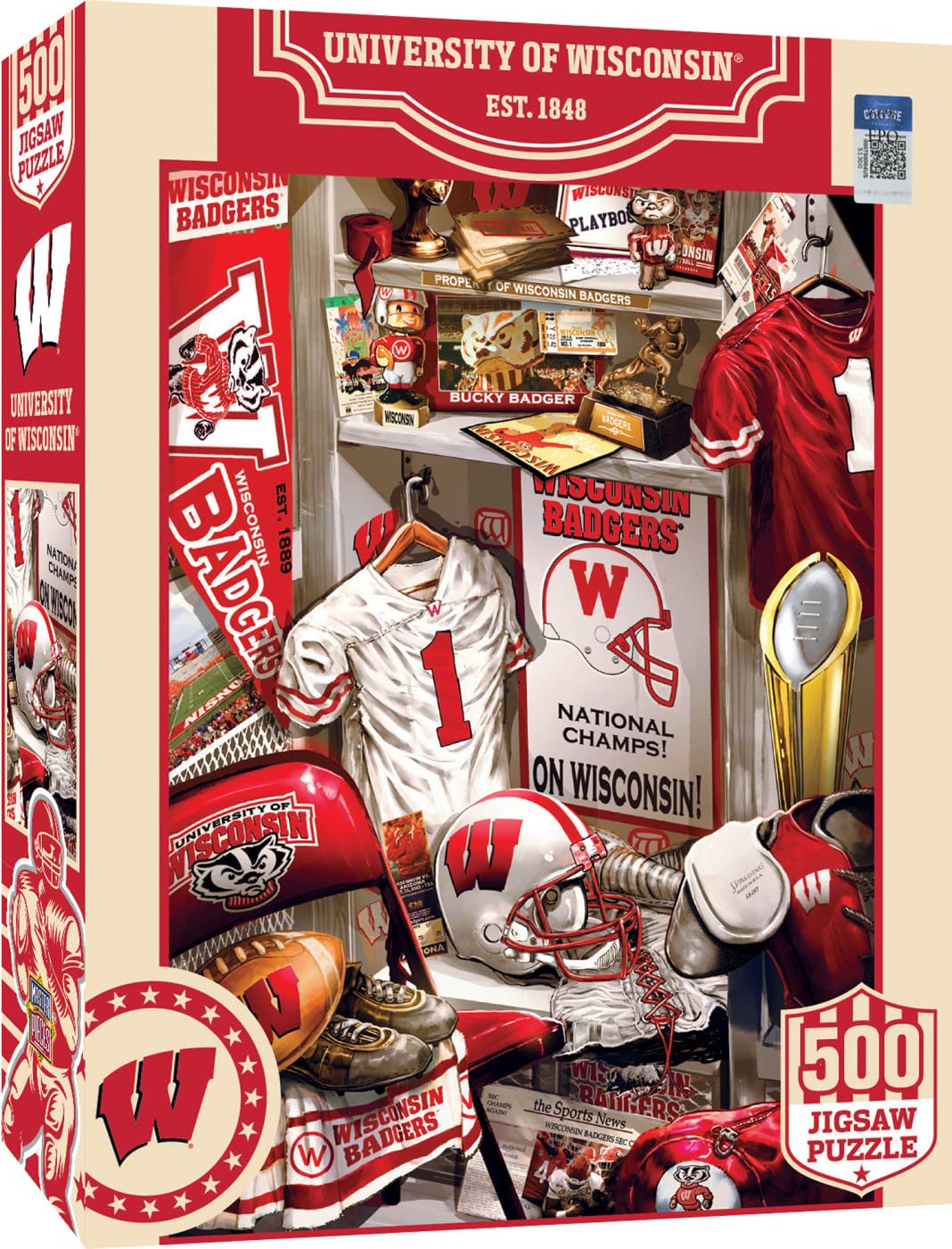 MasterPieces Game Day 500 Piece Jigsaw Puzzle for Adults - NCAA Wisconsin Badgers Locker Room - 15x21
