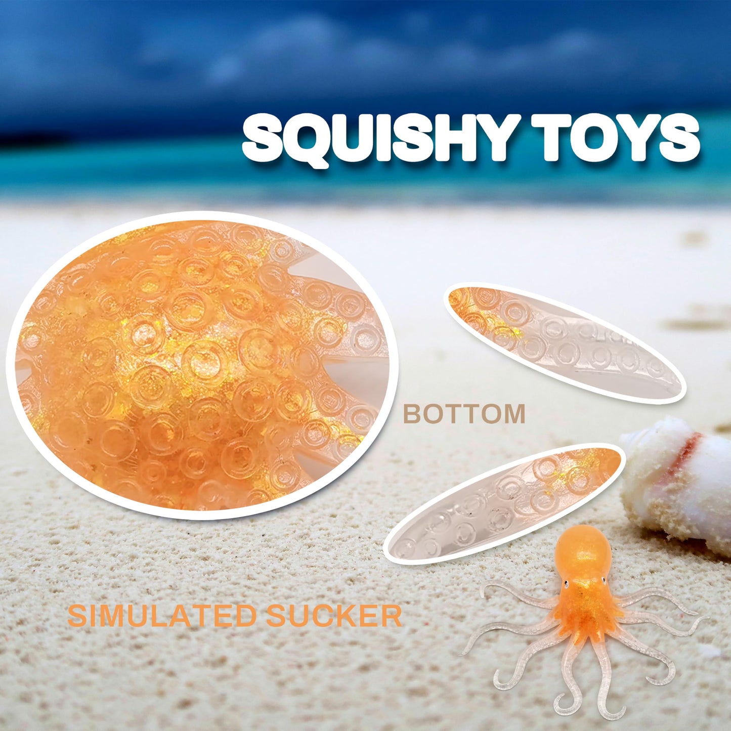 ZTATU Octopus Stress Balls for Kids Squishy Fidget Toys (1PCS) Sensory Squeeze Toys Squishy Balls for Kids, Sea Animals Party Fa
