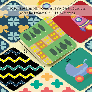 Slapaflife High Contrast Baby Toys For Newborn, 60 Pcs 120 Page High Contrast Baby Cards, Contrast Cards For Infants 0-3-6-12-36