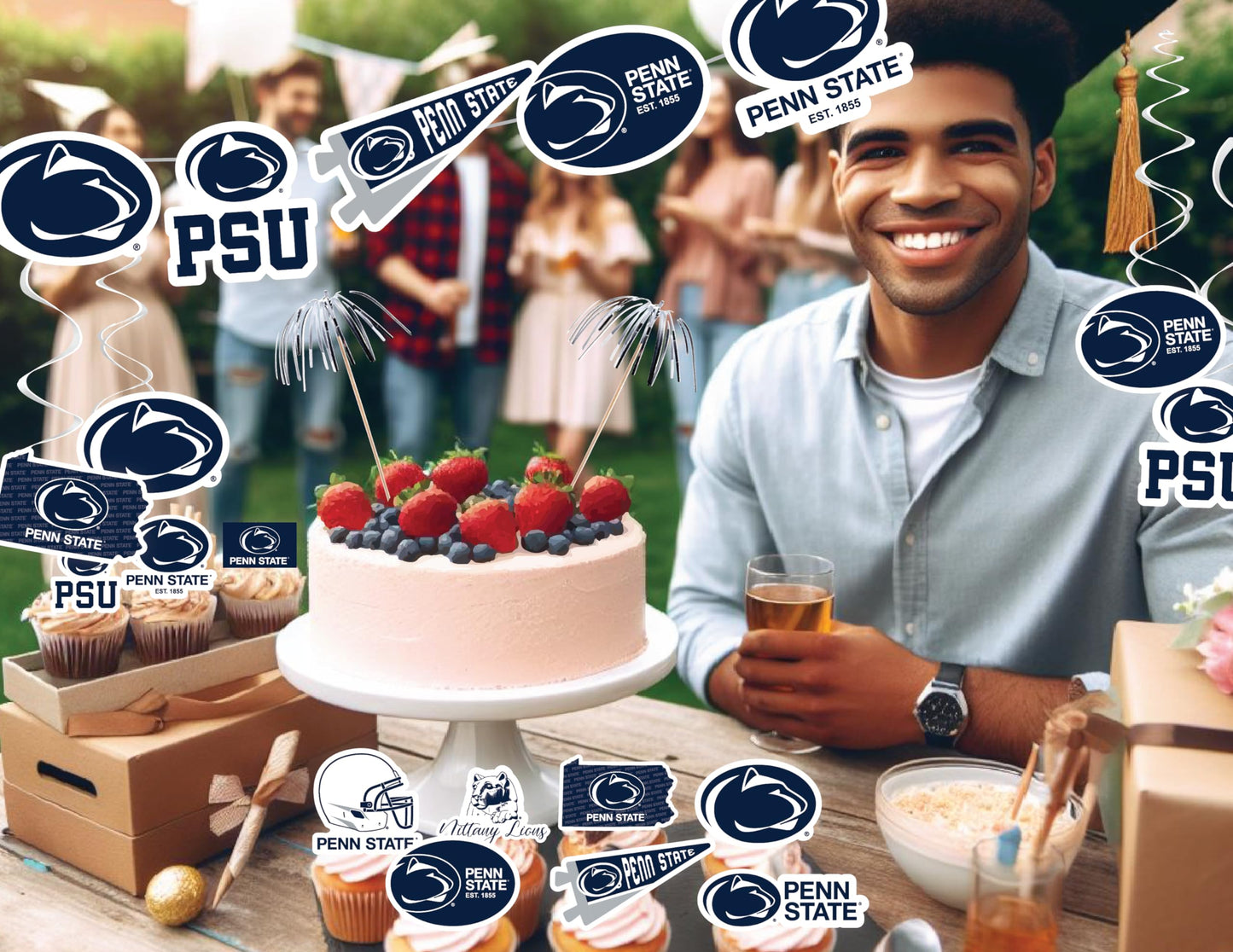 Penn State Party Supplies (42 Pieces) For Psu Graduation, Tailgating And Birthday Party Decorations With Penn State Banner With