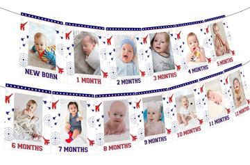 Fighter Jet Birthday Party Decorations Airplane Photo Banner for Boys 1st Aircraft Birthday Party Blue and Red Airplane Jet Birt