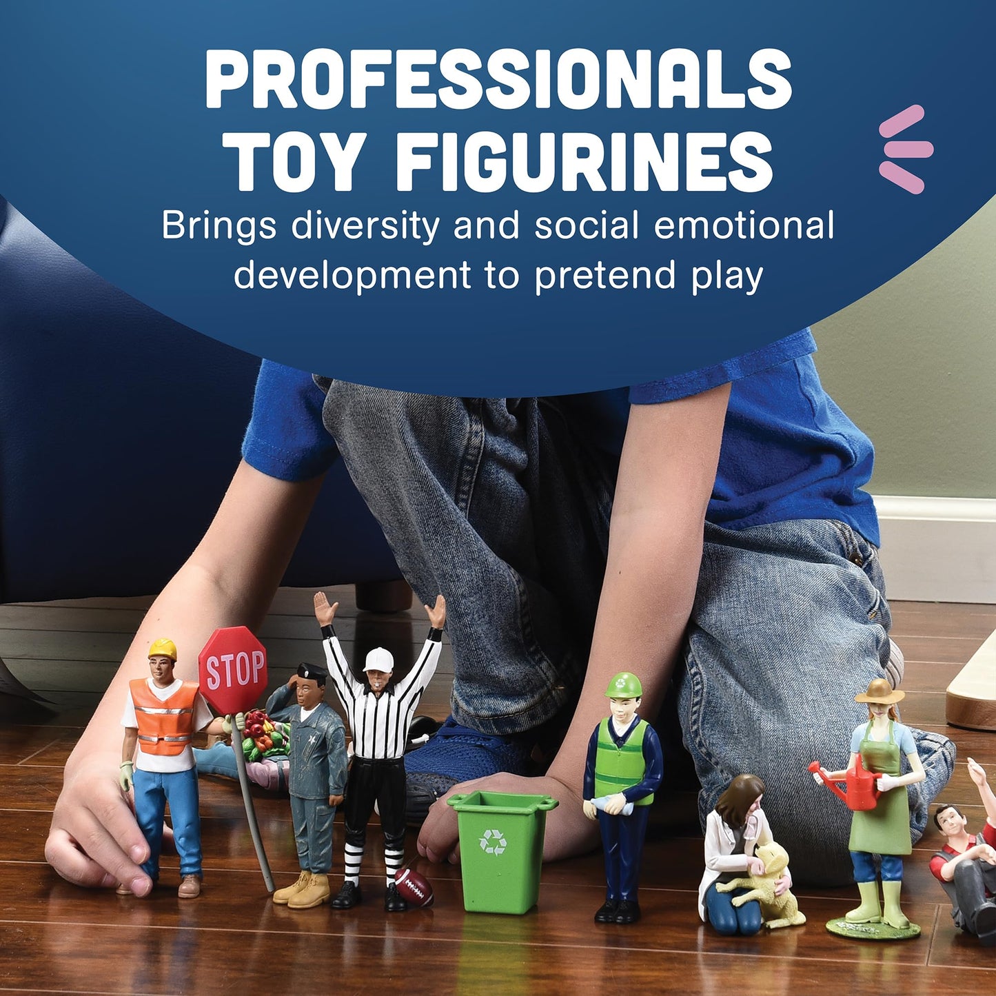 Constructive Playthings Pretend Professionals Career Toy Figure Set For Kids Ages 3+, Set Of 12 Freestanding Inclusive And Diver