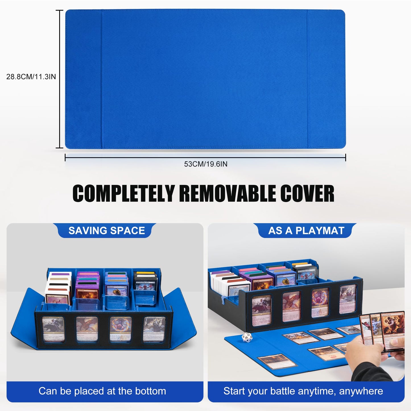 Kabinka Trading Card Storage Box With Commander Display, 4-Row Deck Case With Removable Lid; 2400+ Card Deck Box For Mtg Tcg Spo