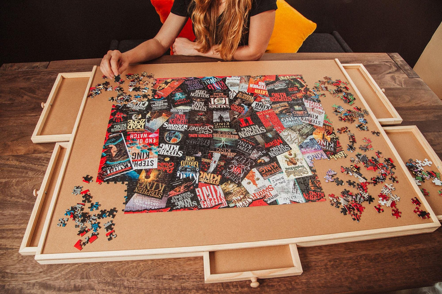 King Of Horror Collage Puzzle For Adults Inspired By Stephen King | Difficult 1000 Piece Jigsaw Puzzle Toy | Interactive Brain Teaser For Game Night | 28 X 20 Inches