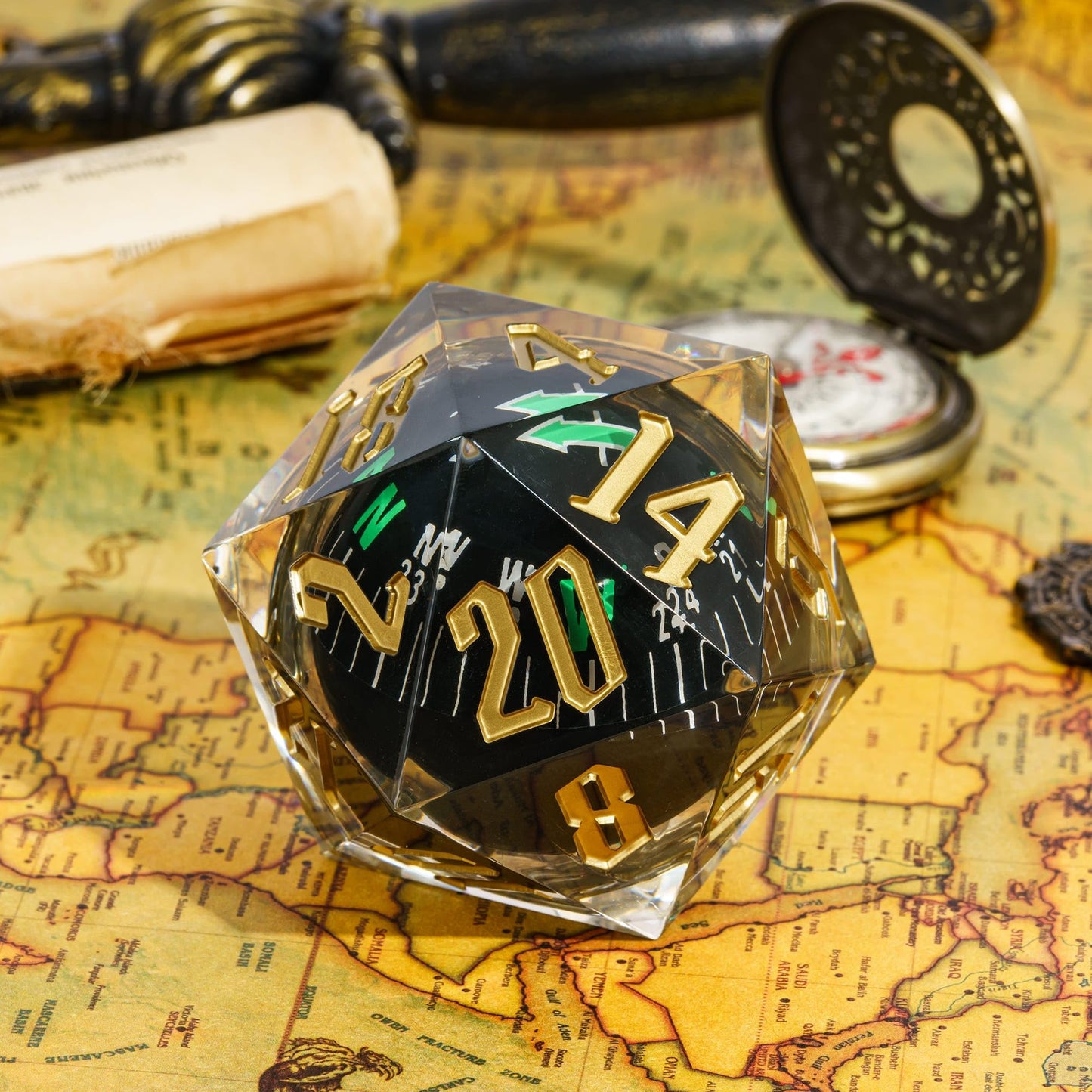 Cusdie Large D20 Dnd Dice 55Mm With Sharp Edges, D&D 20 Sided Dice, Handmade Giant D20 For Dungeons And Dragons Rpg, Table Games