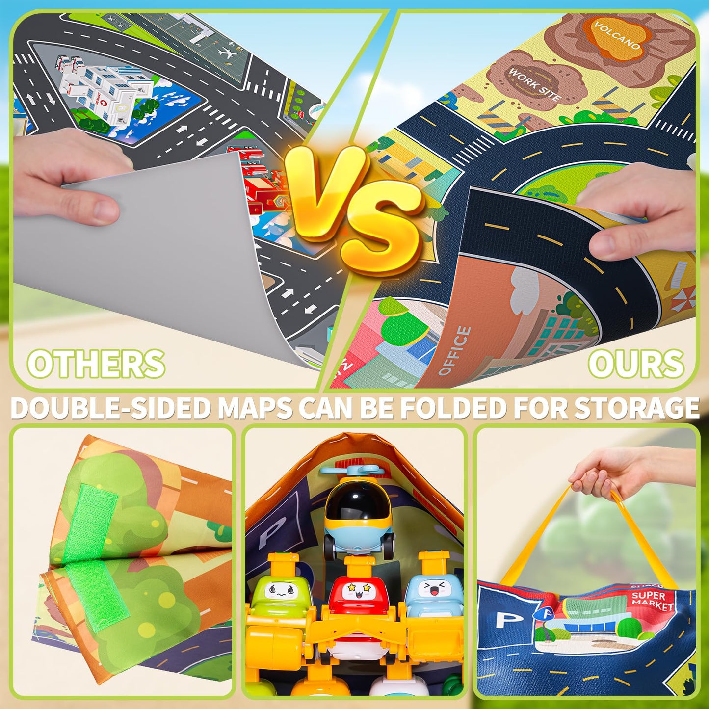 Jukudahu Press Engineering Car Toy For Tollders Age 1 2 3 4 5 6 Years Old - Toy Figure Car With Play Map, Push And Go Friction C
