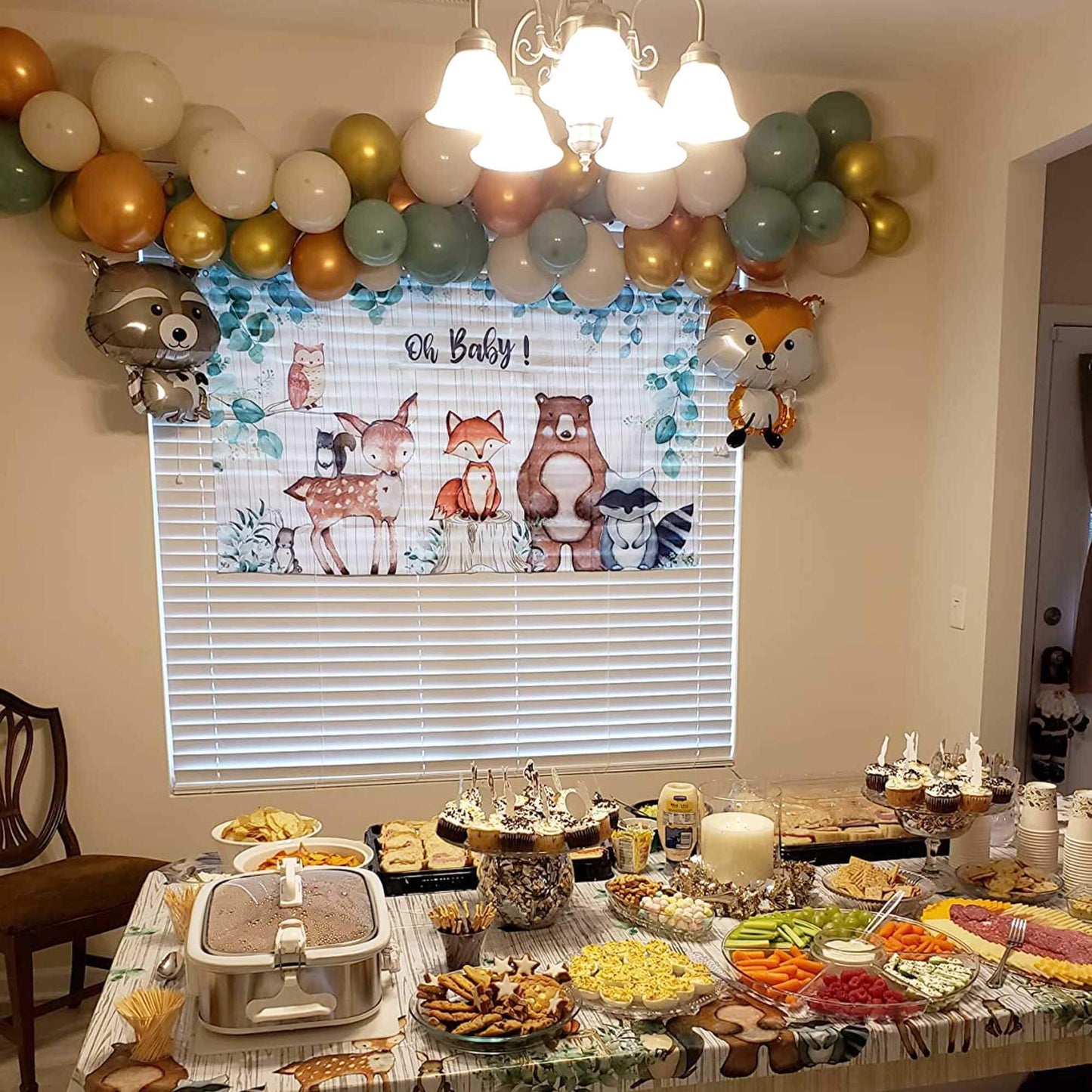 Heeton Woodland Baby Shower Party Supplies Decorations Boxes Fox Balloon Oh Baby Welcome Baby Banner Creatures Fawn Animal Friends Garland Backdrop Cake Cupcake Topper For Girl Boy Gender Reveal
