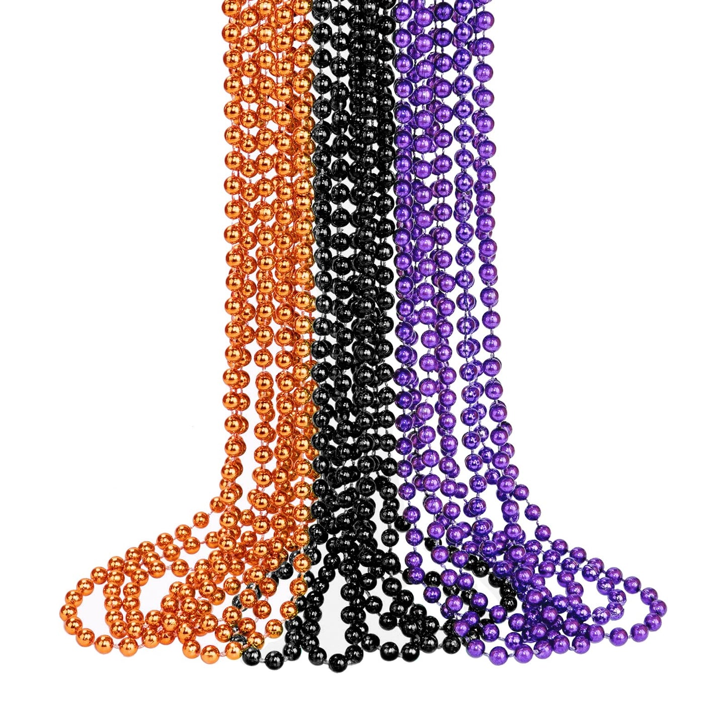 YAXINRUI 15 PCS Halloween Beads, Purple Black Orange Beads Party Favors 33 Inch 7 mm Halloween Beads Necklaces for Festive Event