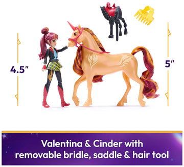 Unicorn Academy, Valentina & Cinder Set With 2 Riding Accessories & Hair Styling Tool, Dolls & Unicorn Toys For Girls Ages 4 And